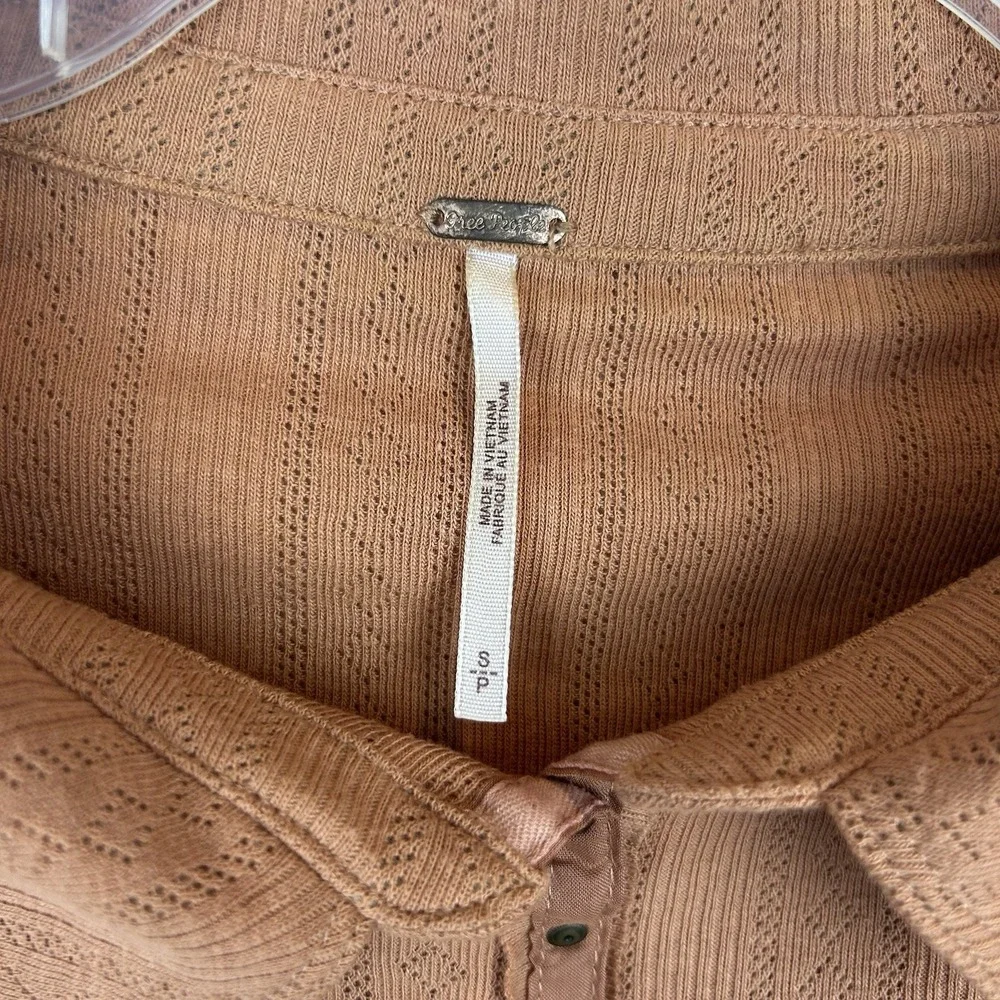 Free People Snap Top Womens Small Cropped Mini Snap Terra Cotta Y2K 80s 90s